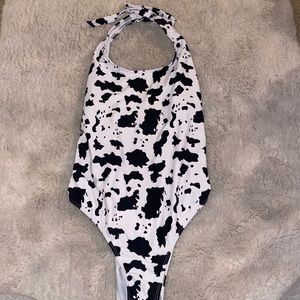 cow print one piece swim